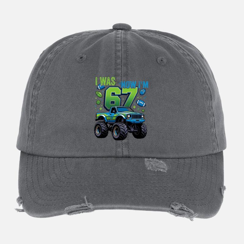 Monster Truck 7. Geburtstag Junge  Flexfit Vintage Destroyed Cap