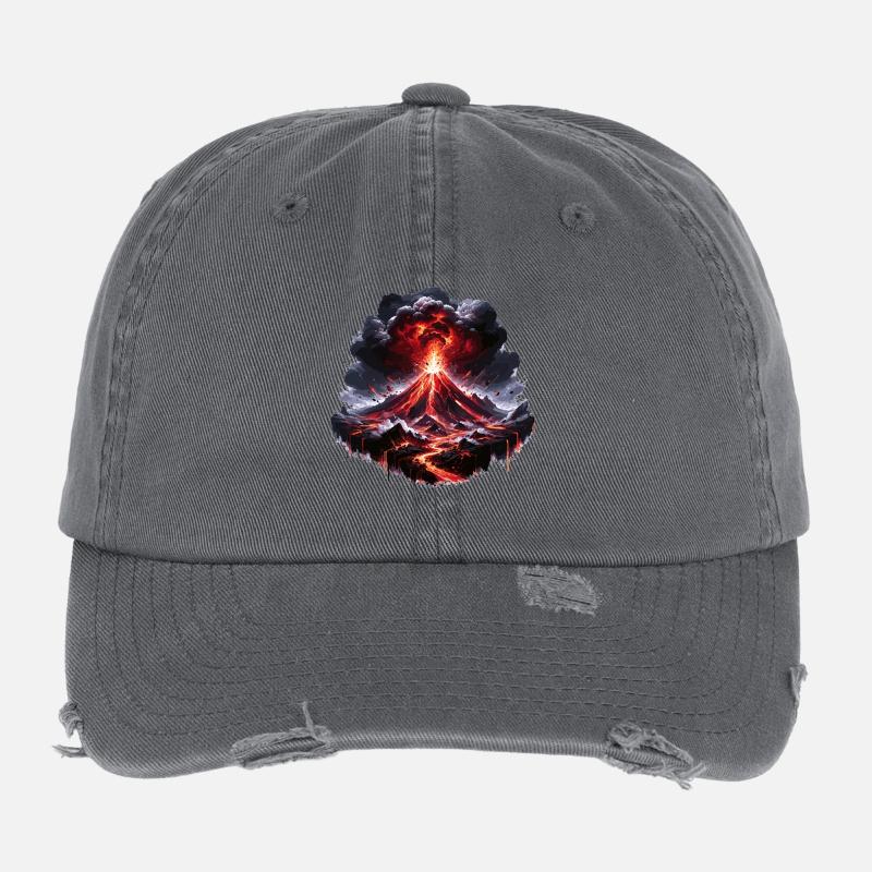 Volcanic eruption lava fireworks Flexfit Vintage Destroyed Cap