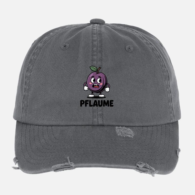 Motif de dessin animé drôle de prune PLUM Casquette vintage effet usé Flexfit
