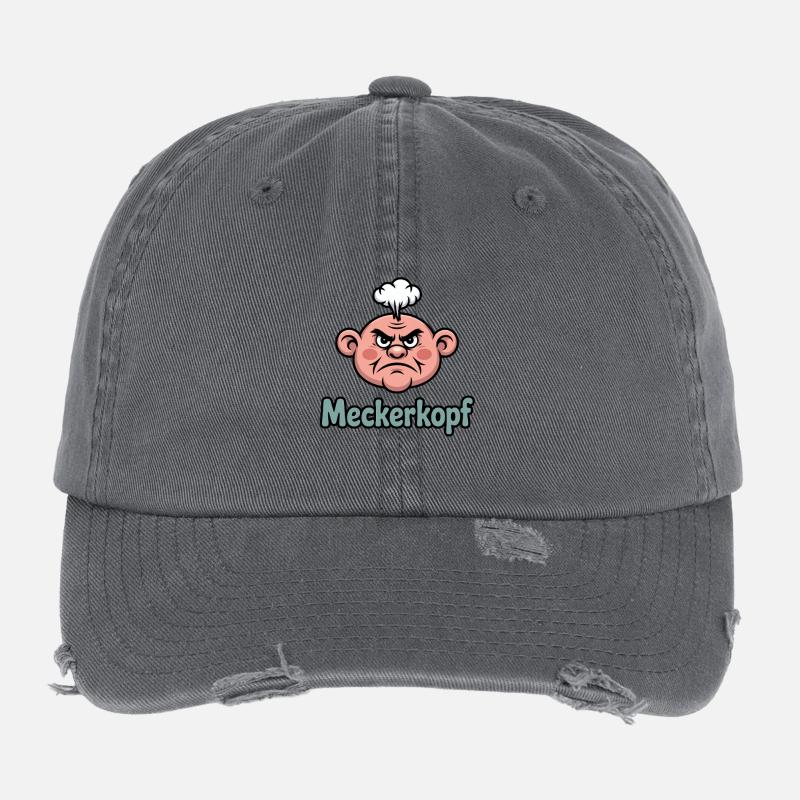 Complainer Funny Complainer Cartoon Head Flexfit Vintage Destroyed Cap