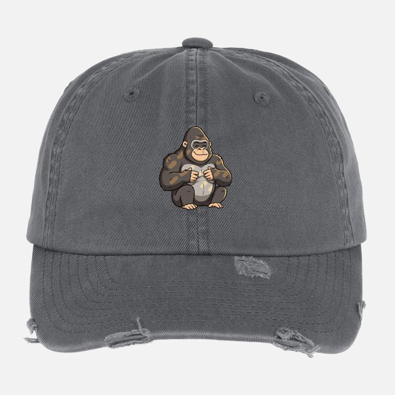 Smiling gorilla mascot Flexfit Vintage Destroyed Cap