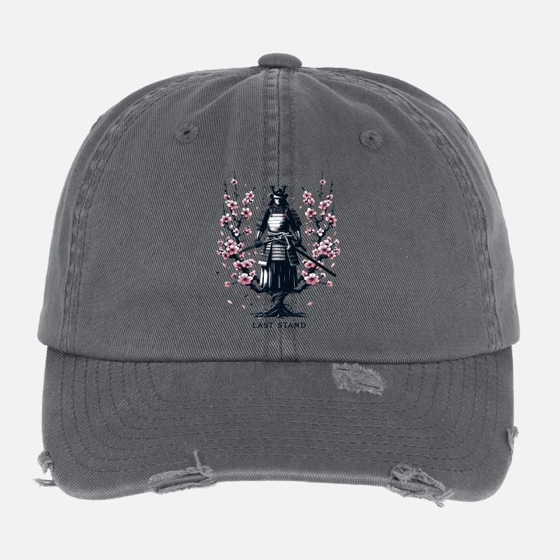 Samurai in the magic of cherry blossoms Flexfit Vintage Destroyed Cap