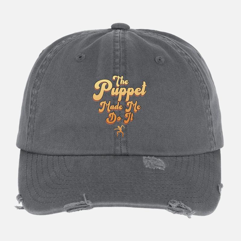 La marionnette m’a forcé à le faire - Casquette vintage effet usé Flexfit - charbon
