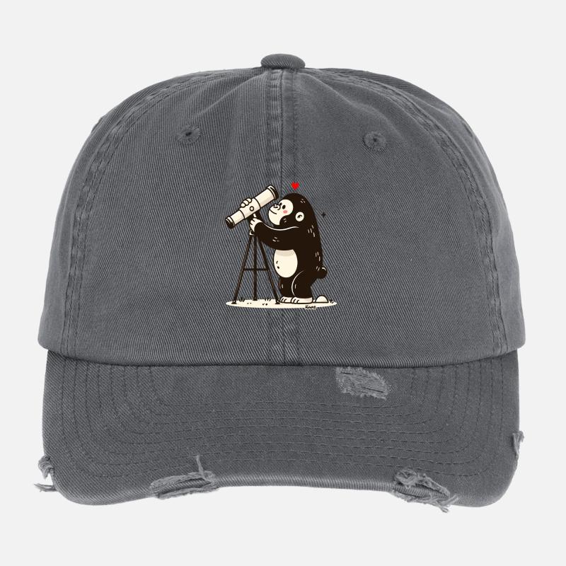 Petit singe avec télescope Casquette vintage effet usé Flexfit