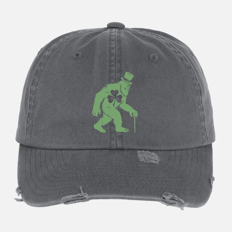 Sasquatch with Shamrock Flexfit Vintage Destroyed Cap