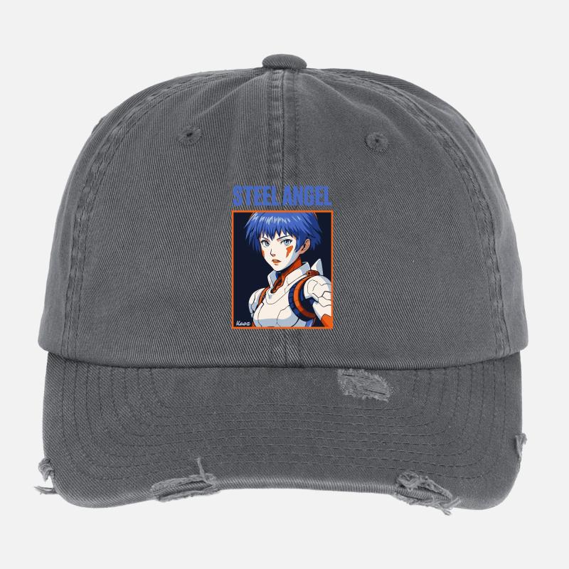 Stahl Engel Kriegerin Illustration Flexfit Vintage Destroyed Cap