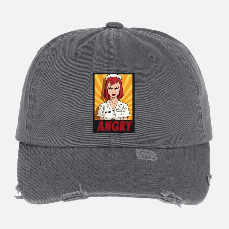 Wütende Krankenschwester Pop-Art Flexfit Vintage Destroyed Cap