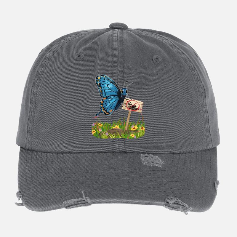 Papillon avec un signe pour plus de défi nature Casquette vintage effet usé Flexfit