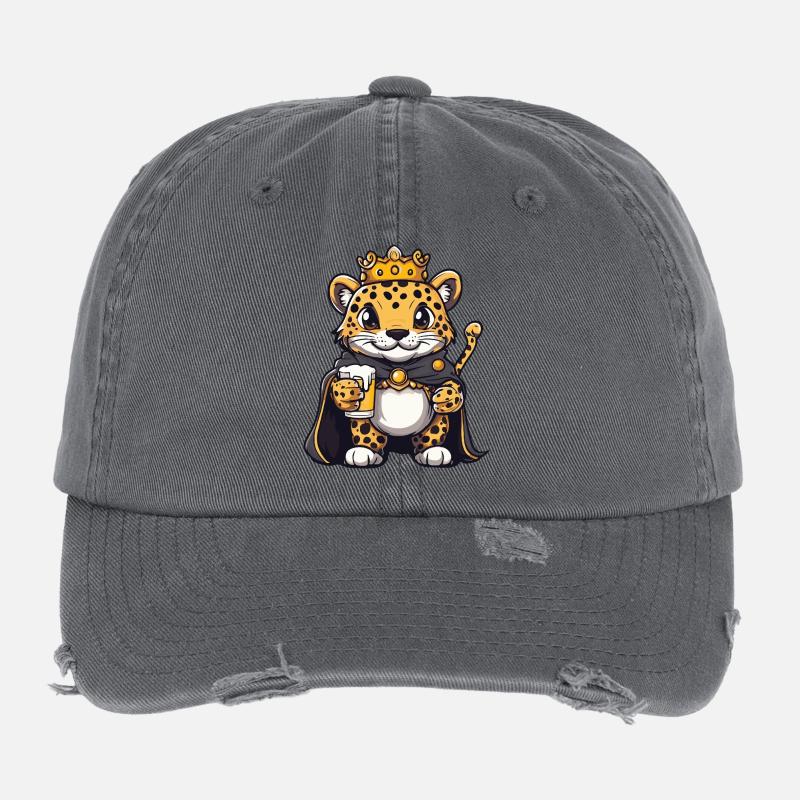 Roi de la Bière Léopard Casquette vintage effet usé Flexfit