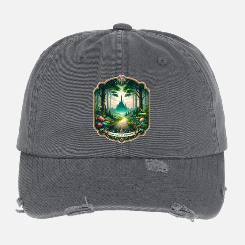 Chemin enchanté vers le château Casquette vintage effet usé Flexfit