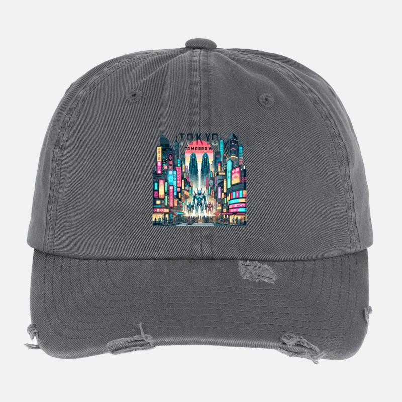 Tokio Neonrobotik Morgen Flexfit Vintage Destroyed Cap