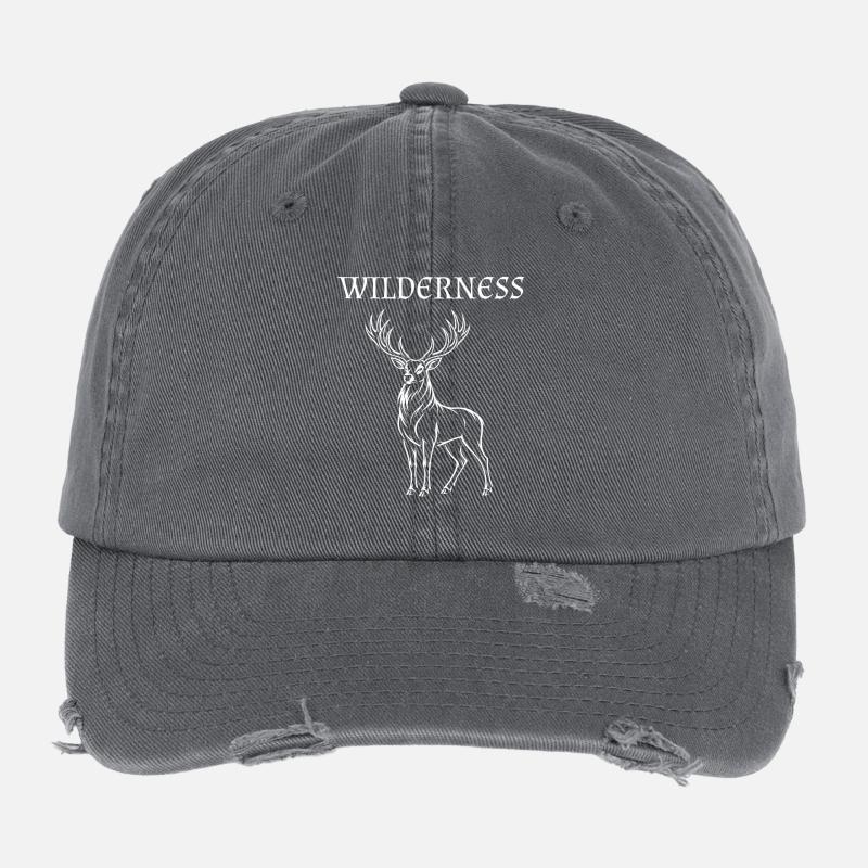 Deer Silhouette - Wilderness Flexfit Vintage Destroyed Cap