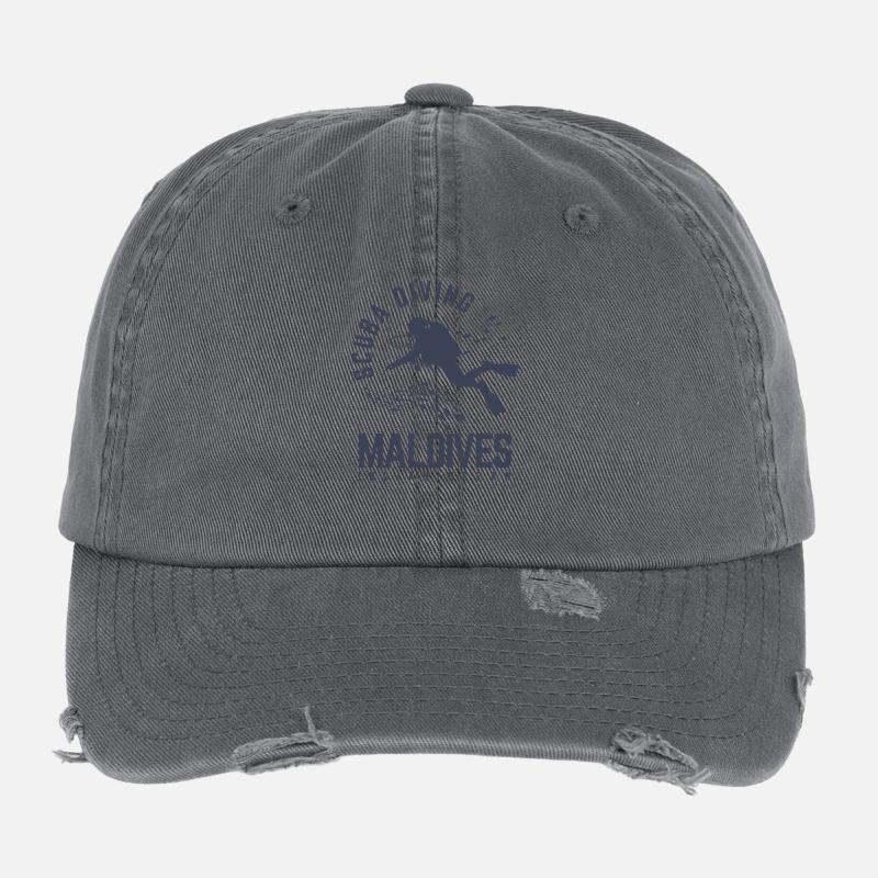 Conception de plongée aux Maldives Océan Indien Casquette vintage effet usé Flexfit
