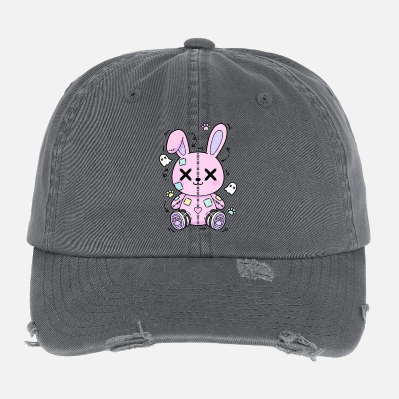 Goth Bunny Horreur Rabbit Gothique Effrayant Effrayant - Casquette vintage effet usé Flexfit - charbon
