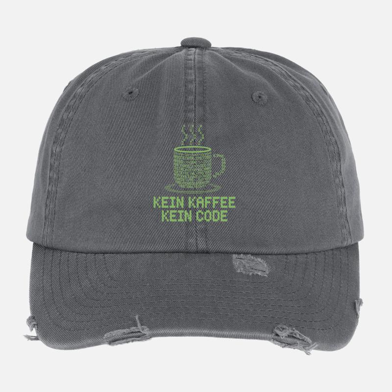 Kein Kaffee Kein Code Programmierer Informatiker Flexfit Vintage Destroyed Cap