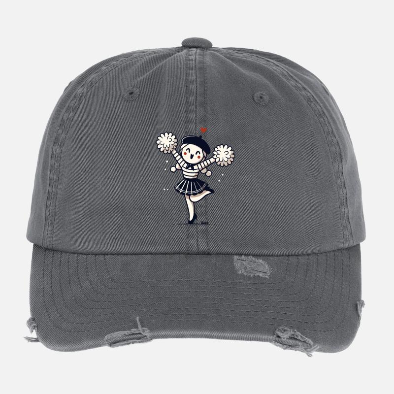 Mignonne fille avec des pompons pantomime Casquette vintage effet usé Flexfit