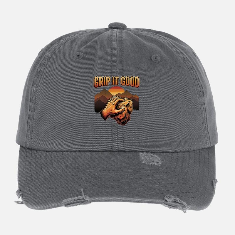 Grip It Good Climbing Bouldering Mountains Flexfit Vintage Destroyed Cap