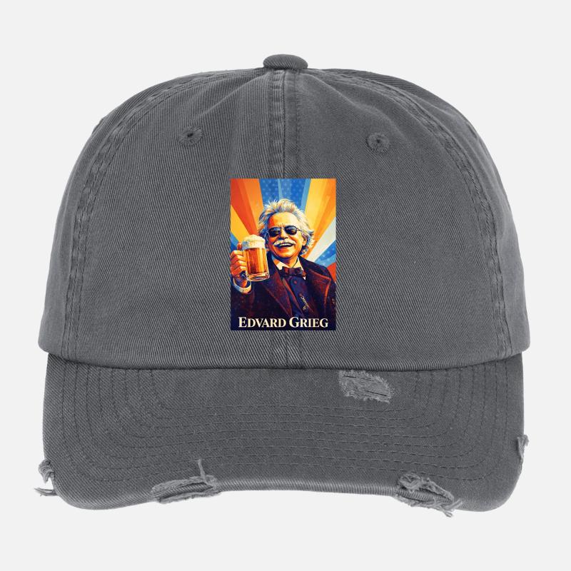 Retro Komponist mit Bierglas Flexfit Vintage Destroyed Cap