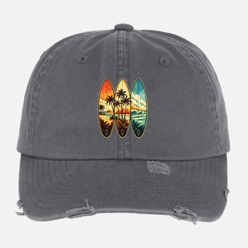 Tropical Surf Triptych Flexfit Vintage Destroyed Cap