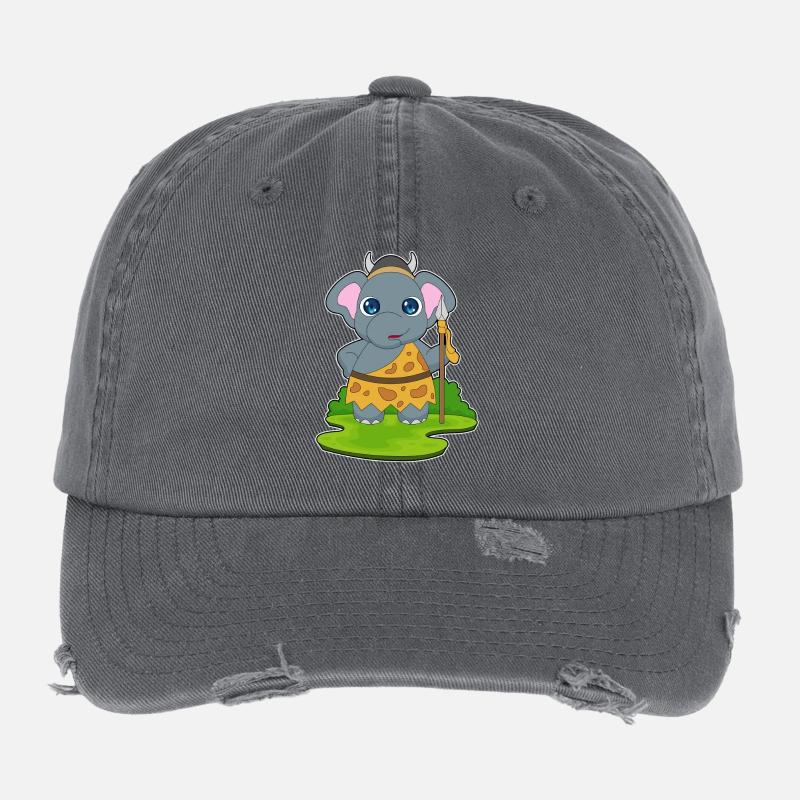 Elefant Krieger Speer Flexfit Vintage Destroyed Cap