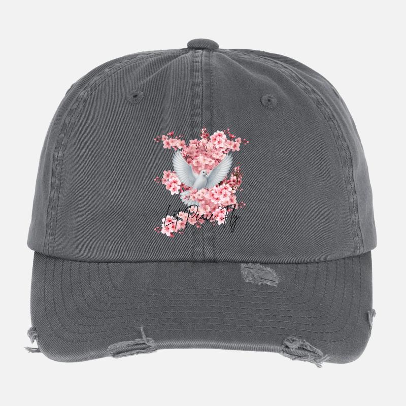 Friedens-Taube vor Kirschblüten Flexfit Vintage Destroyed Cap