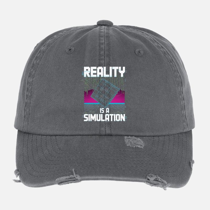 Reality is a simulation Flexfit Vintage Destroyed Cap
