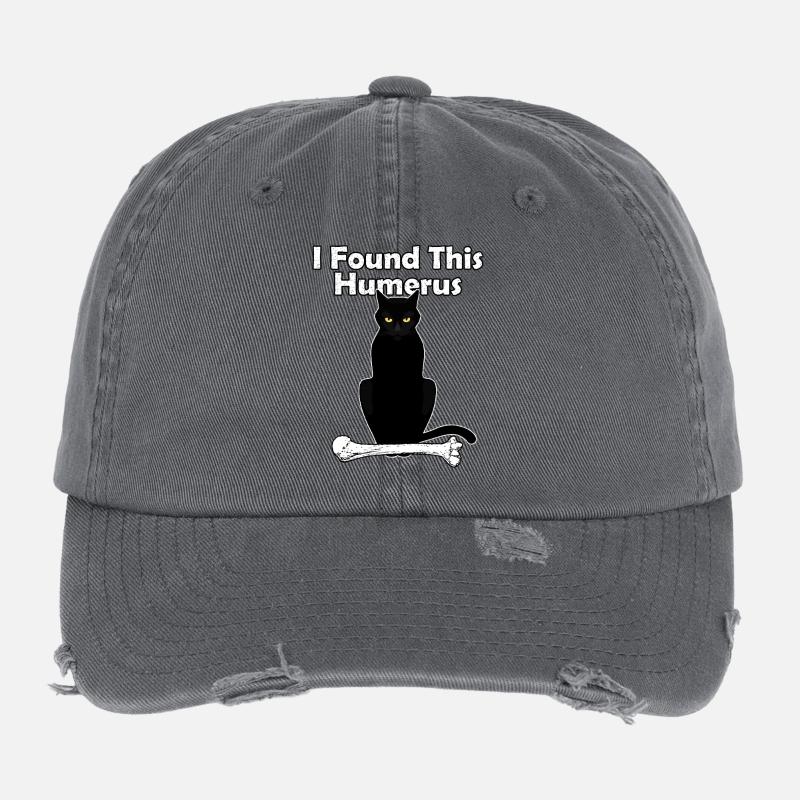 I Found This Humerus Cat Flexfit Vintage Destroyed Cap