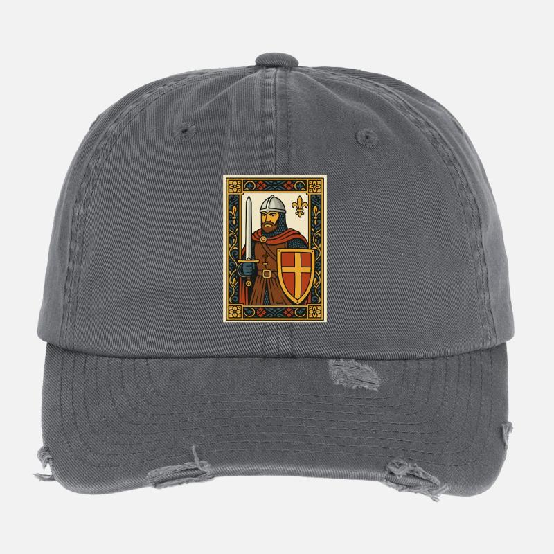 Emblème de tuile de chevalier médiéval Casquette vintage effet usé Flexfit