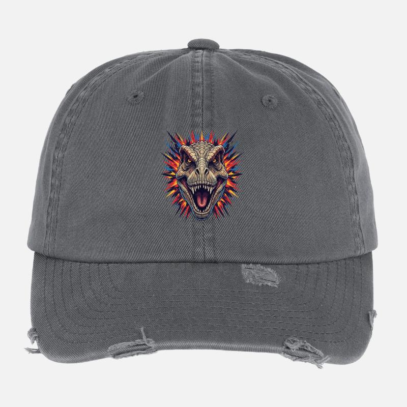 Conception de la tête de remontée Dino Casquette vintage effet usé Flexfit