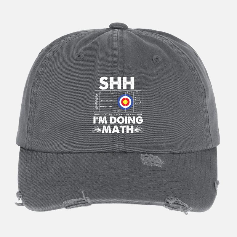 Shh Im Doing Math Curling Curler Humor Flexfit Vintage Destroyed Cap