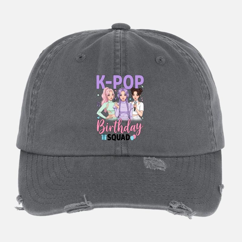 K-Pop Birthday Squad Flexfit Vintage Destroyed Cap