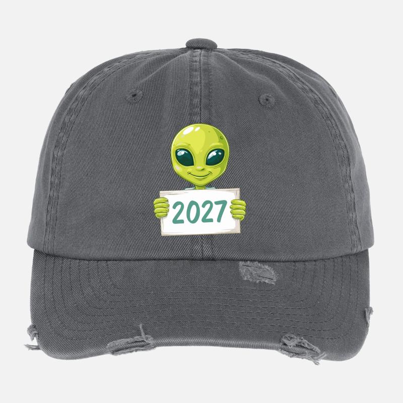 Alien vert sympathique Casquette vintage effet usé Flexfit