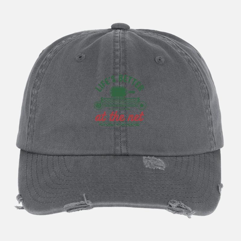 Pickleball Player Life Better At The Net Love Flexfit Vintage Destroyed Cap