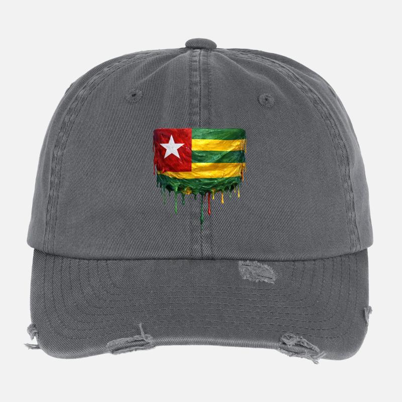 Togo Flag Drop Art Flexfit Vintage Destroyed Cap