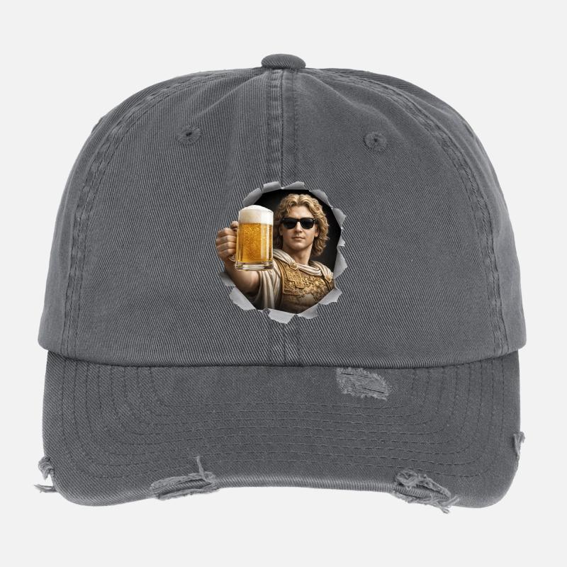 Alexander der Große mit Bier und Sonnenbrille Flexfit Vintage Destroyed Cap