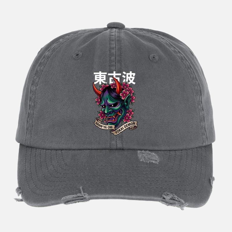 Hannya-Yōkai Dämon Oni Flexfit Vintage Destroyed Cap