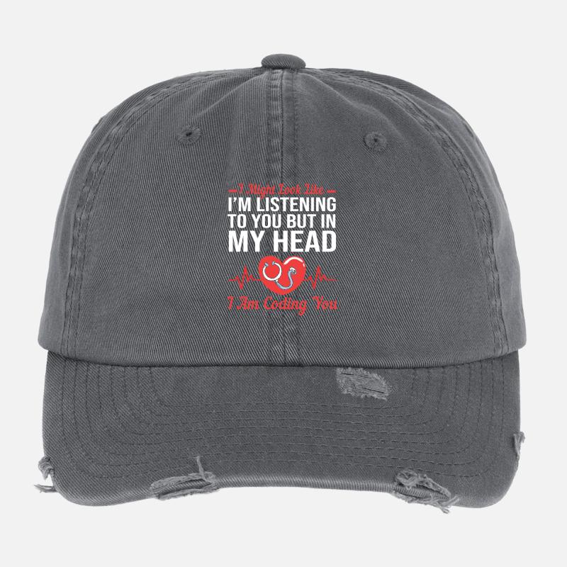 Medizin Programmierer Medizinischer Coder Flexfit Vintage Destroyed Cap