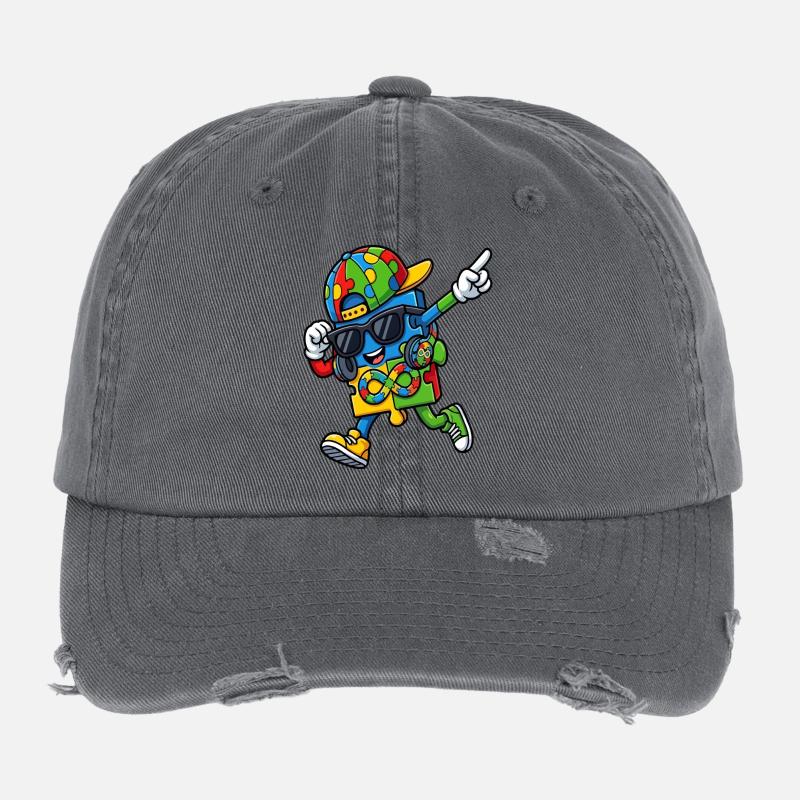 Regenbogenpuzzle-Maskottchen Flexfit Vintage Destroyed Cap