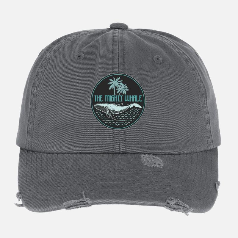 Mighty Whale Tropical Ocean Abzeichen Flexfit Vintage Destroyed Cap