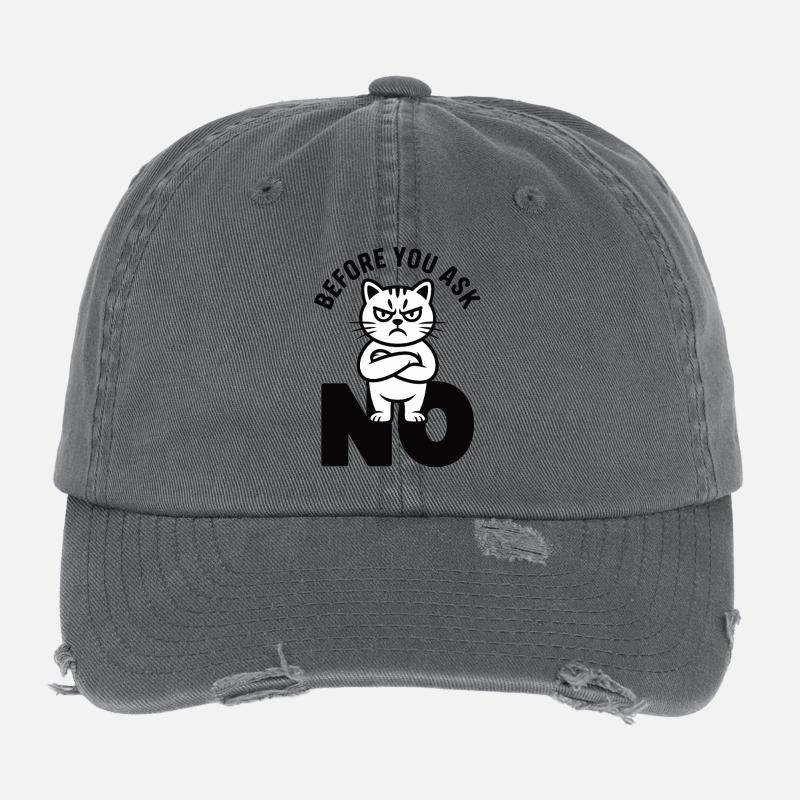 T-shirt chat avant que tu demandes Non Casquette vintage effet usé Flexfit