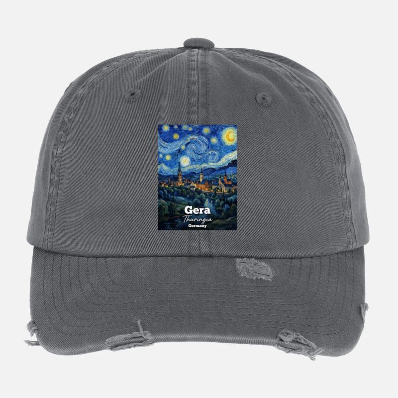 Gera Thuringia Germany Starry Night Flexfit Vintage Destroyed Cap
