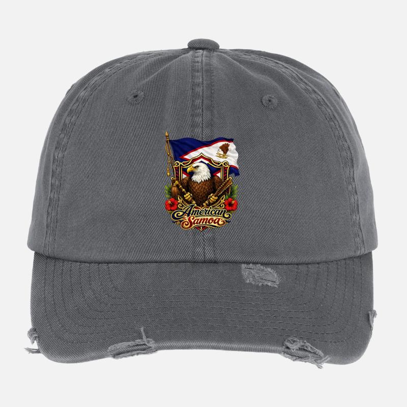 Drapeau de l’aigle des Samoa américaines Casquette vintage effet usé Flexfit
