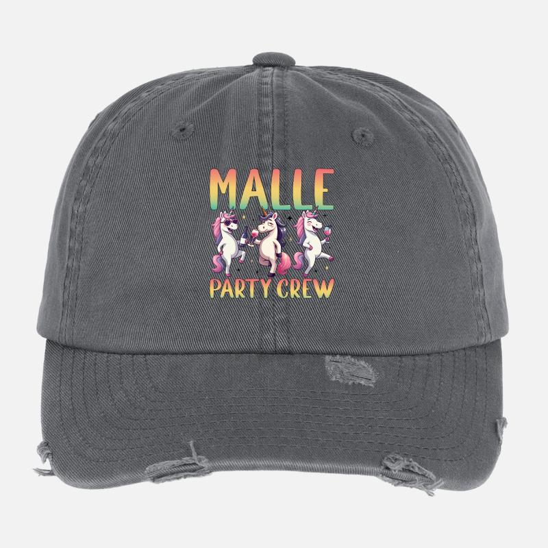 Malle Einhorn Party Crew Flexfit Vintage Destroyed Cap