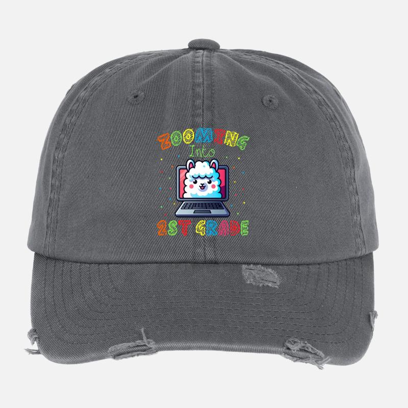 Lama Arc-en-Ciel sur Écran Casquette vintage effet usé Flexfit