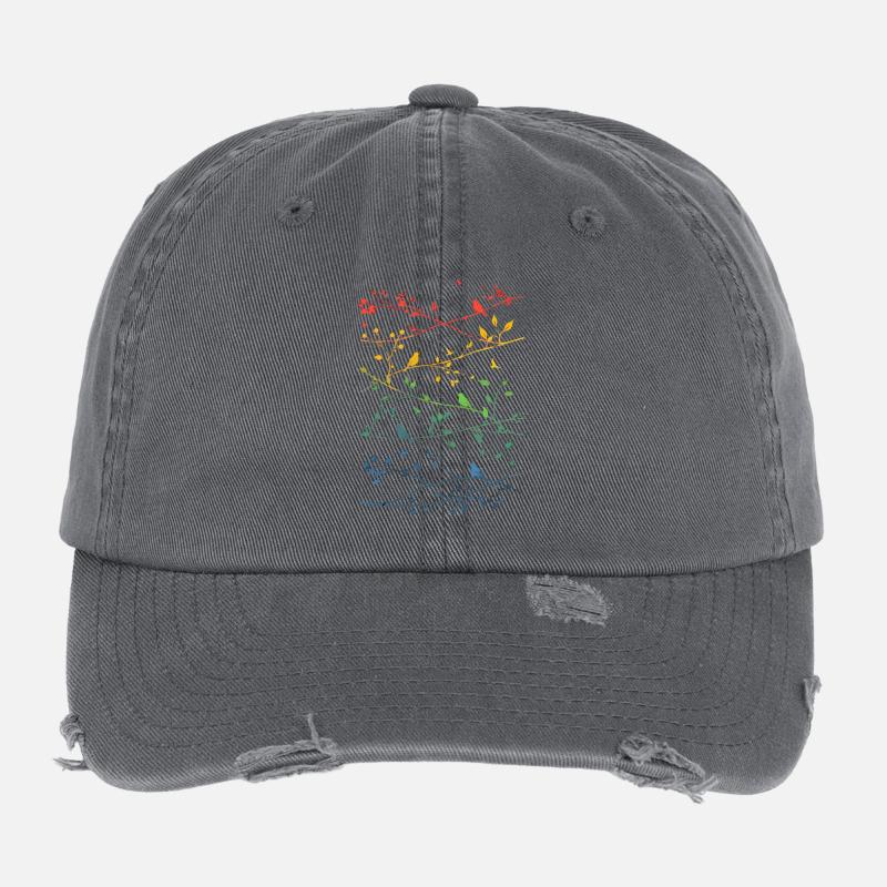 Branches arcenciel et oiseaux Casquette vintage effet usé Flexfit