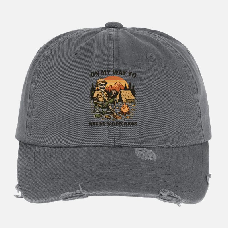 Humour de camping en route vers de mauvaises décisions Casquette vintage effet usé Flexfit