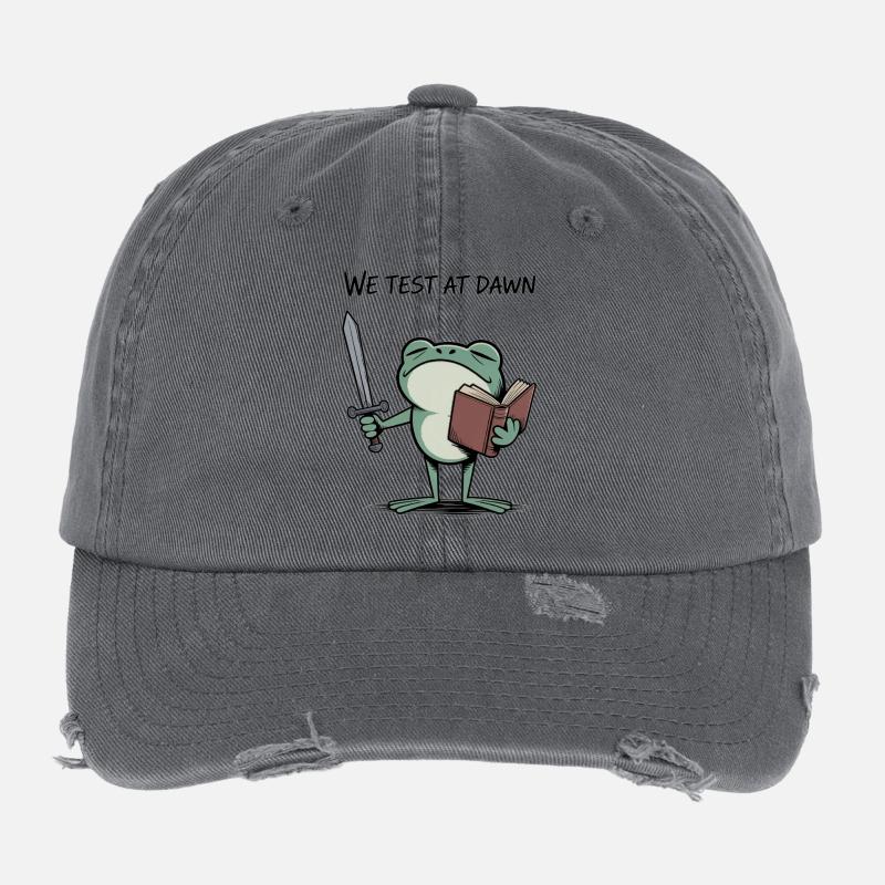 We Test at Dawn Frog Knight Reading Flexfit Vintage Destroyed Cap