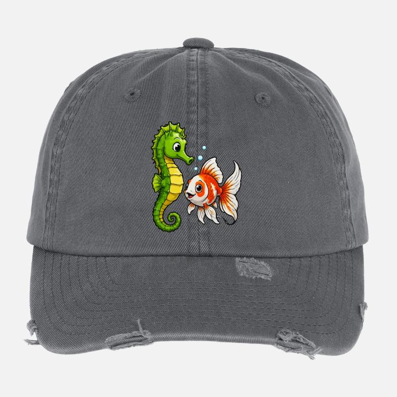 Unterwasserfreunde Seepferdchen Goldfisch Flexfit Vintage Destroyed Cap