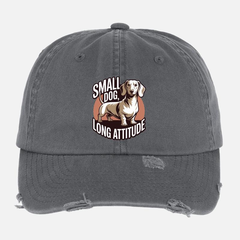 Dachshund Attitude Flexfit Vintage Destroyed Cap