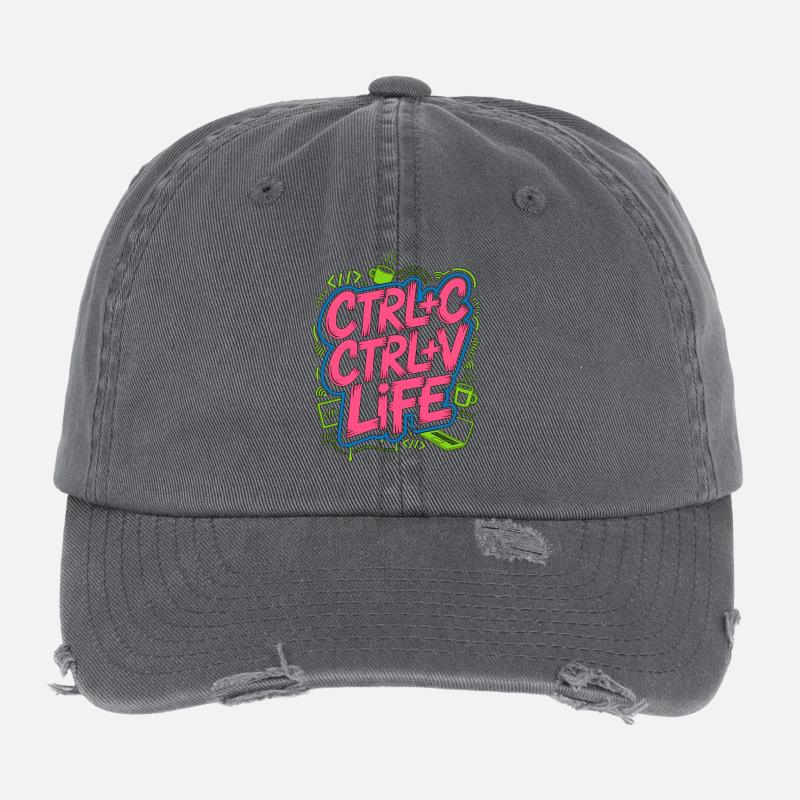 Remote Developer Ctrl+C Ctrl+V Life Web Developer Flexfit Vintage Destroyed Cap